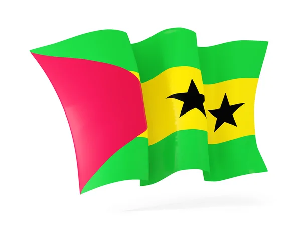 Wapperende vlag van sao Tomé en principe. 3D illustratie — Stockfoto