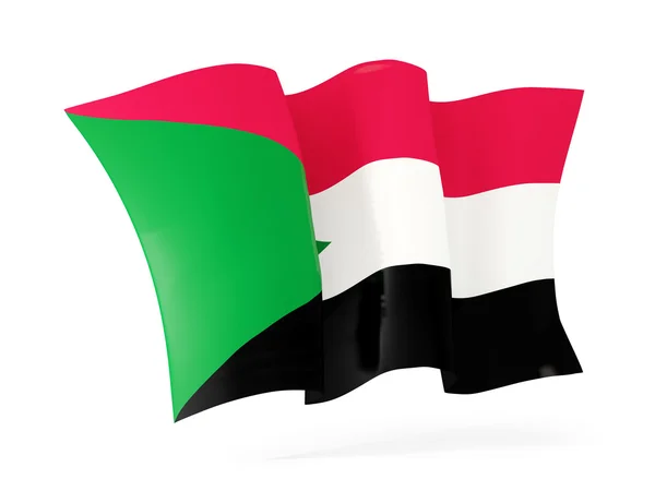 Sventola bandiera del Sudan. Illustrazione 3D — Foto Stock