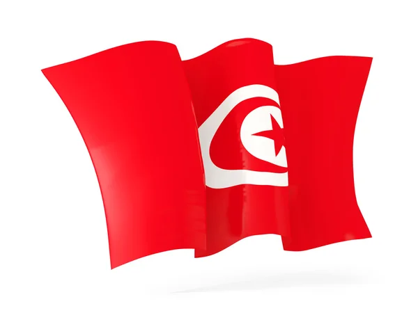 突尼斯的那飘扬的旗帜。3d 图 — 图库照片