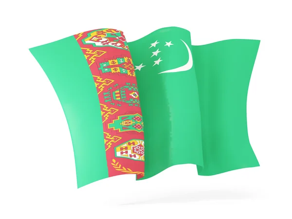 Machać Flaga Turkmenistanu. ilustracja 3D — Zdjęcie stockowe
