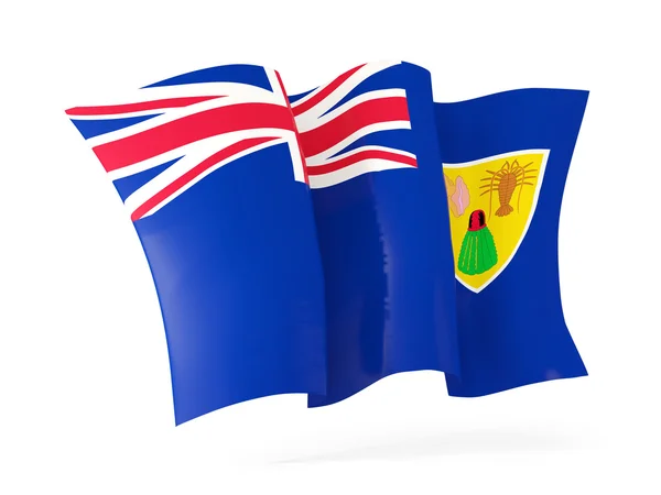 Ondeando la bandera de las islas Turcas y Caicos. Ilustración 3D — Foto de Stock