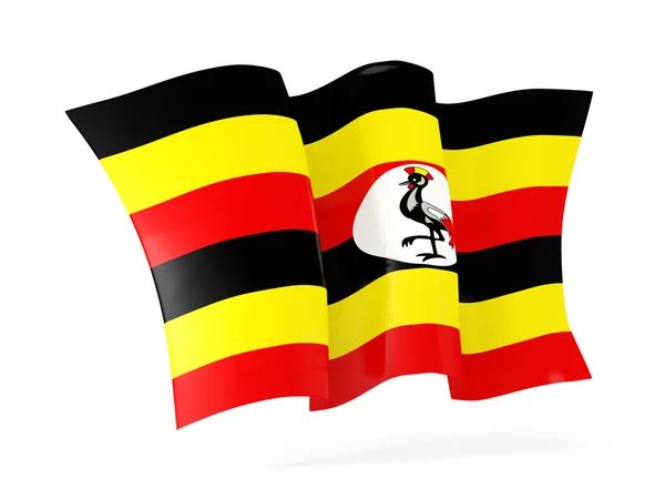 Flagge Ugandas schwenkend. 3D-Illustration — Stockfoto