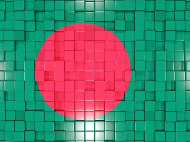 Arka plan ile kare parçalar. Bangladeş bayrağı. 3D illustratio