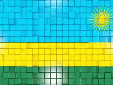 Arka plan ile kare parçalar. Ruanda bayrağı. 3D çizim