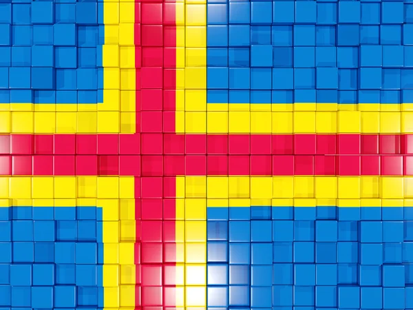 A háttérben négyzet alakú részből áll. Aland-szigetek zászlaja. 3D Illustra-hoz — Stock Fotó