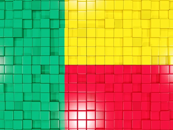Fond avec des parties carrées. Drapeau du Bénin. Illustration 3D — Photo