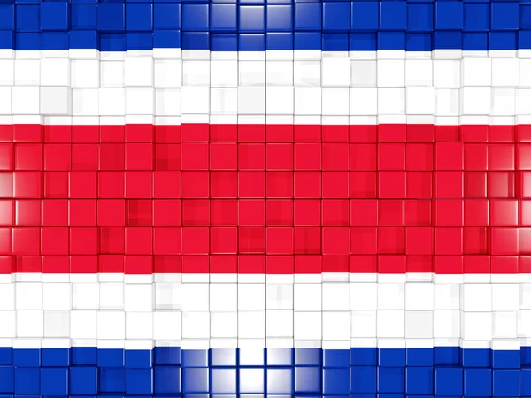 Hintergrund mit quadratischen Teilen. Flagge von Costa Rica. 3D-Illustrationen — Stockfoto