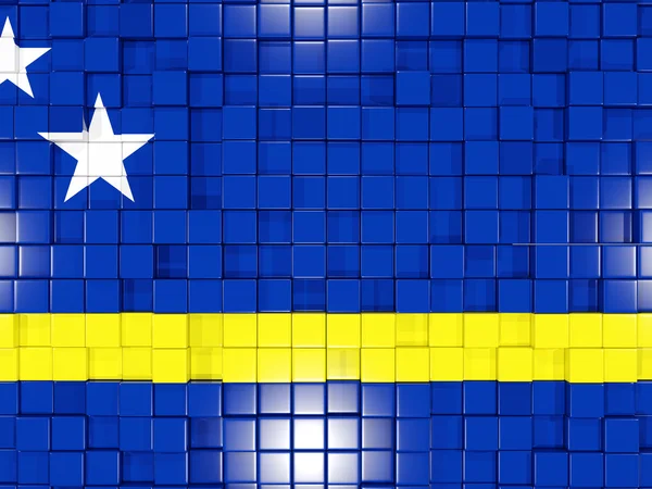 Fondo con partes cuadradas. Bandera de curacao. Ilustración 3D — Foto de Stock