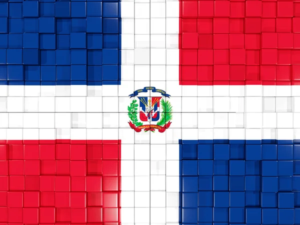 Fundo com partes quadradas. Bandeira da república dominicana. Doente 3D — Fotografia de Stock