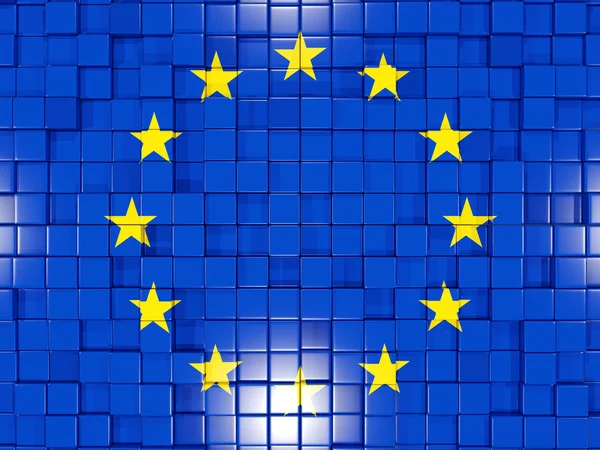 Fundo com partes quadradas. Bandeira da União Europeia. 3D illustr — Fotografia de Stock