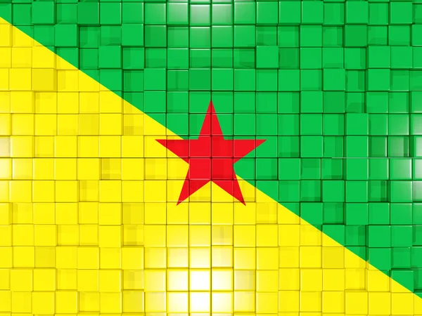 Hintergrund mit quadratischen Teilen. Flagge der französischen Guiana. 3D-Illustration — Stockfoto