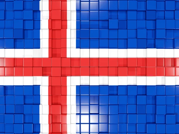 Hintergrund mit quadratischen Teilen. Flagge von Island. 3D-Illustration — Stockfoto