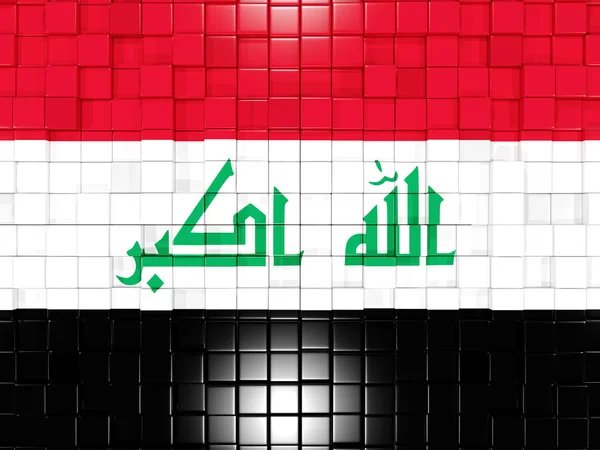 Hintergrund mit quadratischen Teilen. Flagge des Irak. 3D-Illustration — Stockfoto