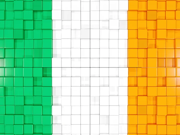 Sfondo con parti quadrate. Bandiera dell'Irlanda. Illustrazione 3D — Foto Stock