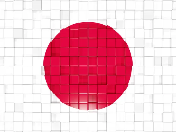 Context cu piese pătrate. Steagul Japoniei. Ilustrație 3D — Fotografie, imagine de stoc
