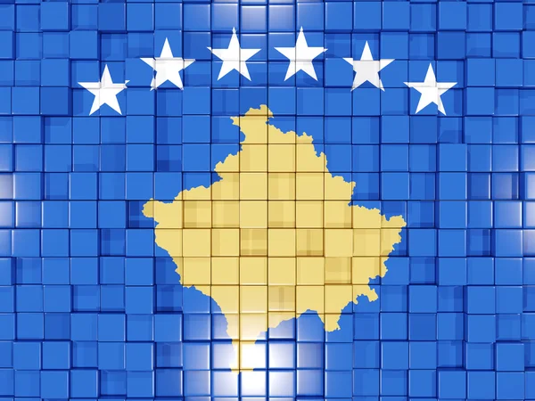 正方形の部分と背景。コソボの旗。3 d イラストレーション — ストック写真