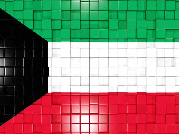 Arka plan ile kare parçalar. Kuveyt bayrağı. 3D çizim — Stok fotoğraf