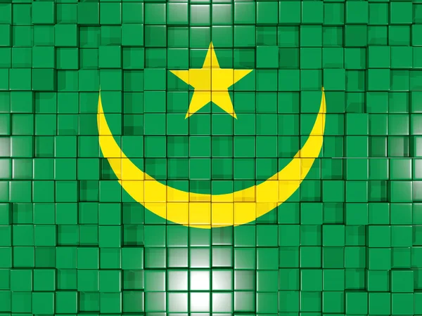 Fundo com partes quadradas. Bandeira de mauritânia. Ilustração 3D — Fotografia de Stock