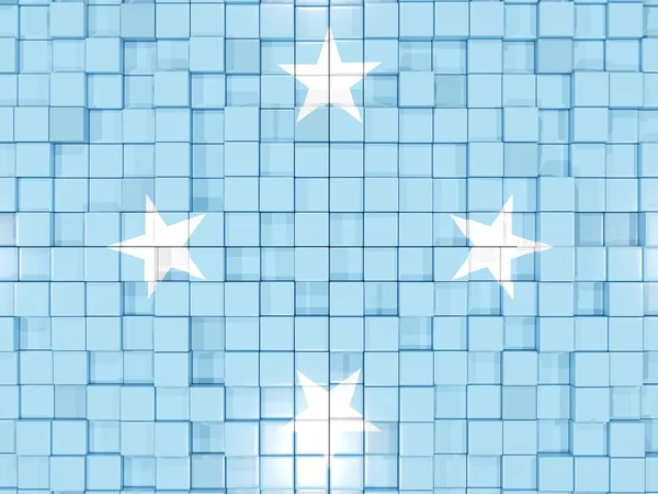 Fondo con partes cuadradas. Bandera de Micronesia. Ilustración 3D — Foto de Stock