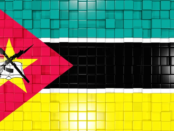 Fundo com partes quadradas. Bandeira de Moçambique. Ilustração 3D — Fotografia de Stock