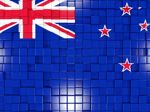 Bakgrunn med firkantede deler. Flagg fra New Zealand. 3D illustrati – stockfoto