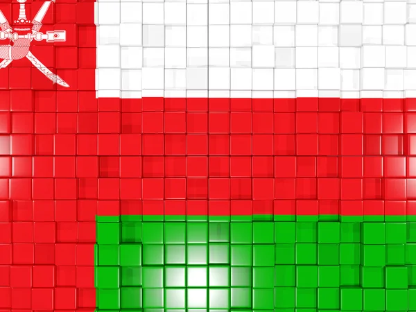 Sfondo con parti quadrate. Bandiera di Oman. Illustrazione 3D — Foto Stock