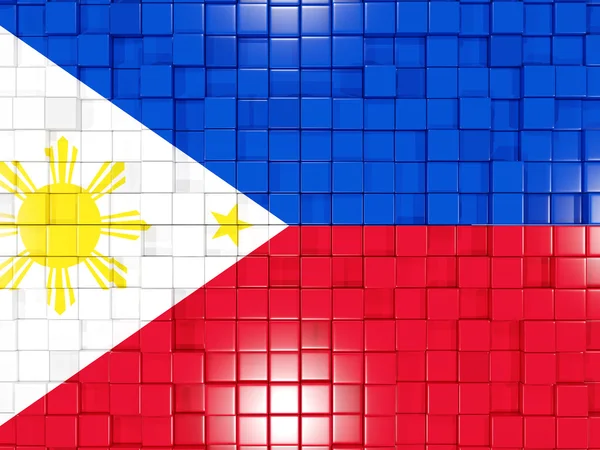 Fondo con partes cuadradas. Bandera de Filipinas. Ilustraciones 3D — Foto de Stock