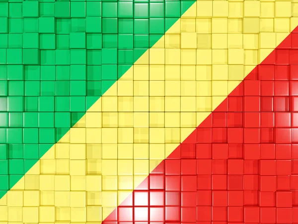 Background with square parts. Flag of republic of the congo. 3D — Stock Photo, Image