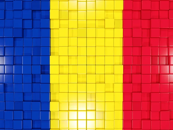 Fondo con partes cuadradas. Bandera de romania. Ilustración 3D — Foto de Stock