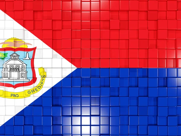 A háttérben négyzet alakú részből áll. Sint maarten zászlaja. 3D illustrat — Stock Fotó