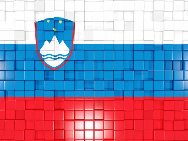 Fond avec des parties carrées. Drapeau de la slovenia. Illustration 3D — Photo