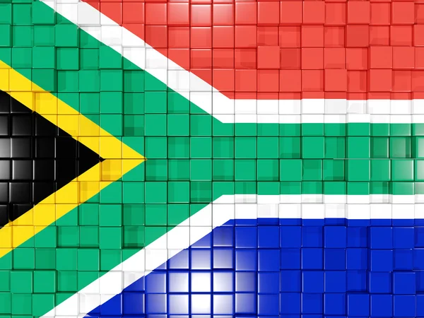 Sfondo con parti quadrate. Bandiera del Sudafrica. Illustrazione 3D — Foto Stock