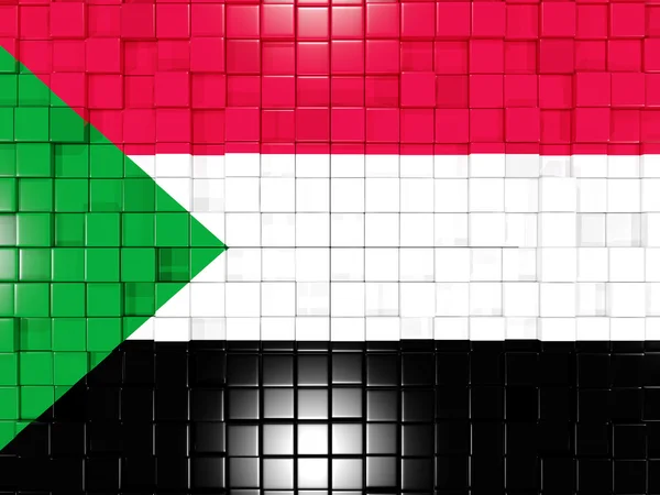 正方形の部分と背景。スーダンの旗。3 d イラストレーション — ストック写真