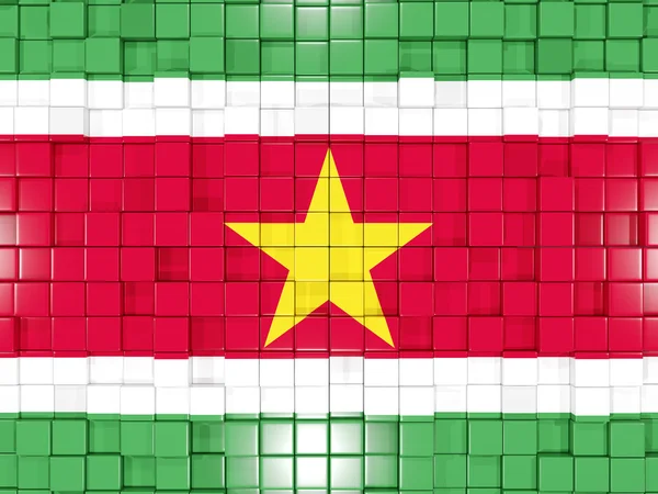 Fundo com partes quadradas. Bandeira do suriname. Ilustração 3D — Fotografia de Stock