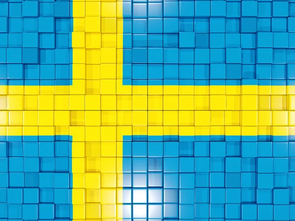 Fundo com partes quadradas. Bandeira da Suécia. Ilustração 3D — Fotografia de Stock