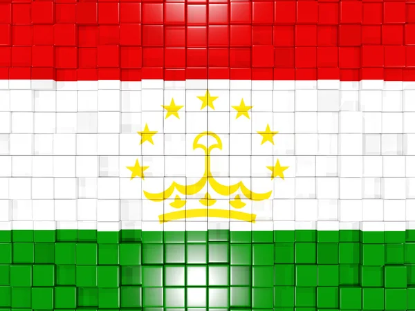 Arka plan ile kare parçalar. Tacikistan bayrağı. 3D illustratio — Stok fotoğraf