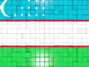 Arka plan ile kare parçalar. Özbekistan bayrağı. 3D illustratio