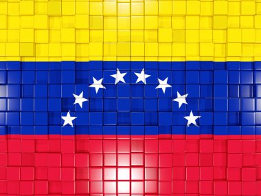 Arka plan ile kare parçalar. Venezuela bayrağı. 3D çizim