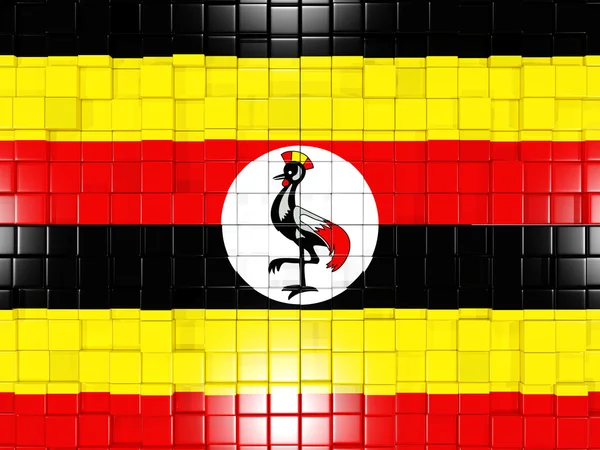 Bakgrund med kvadratiska delar. Flagga i uganda. 3D illustration — Stockfoto