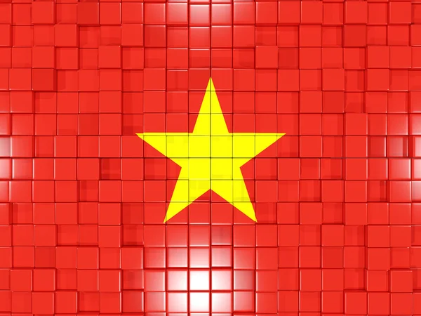 Arka plan ile kare parçalar. Vietnam bayrağı. 3D çizim — Stok fotoğraf