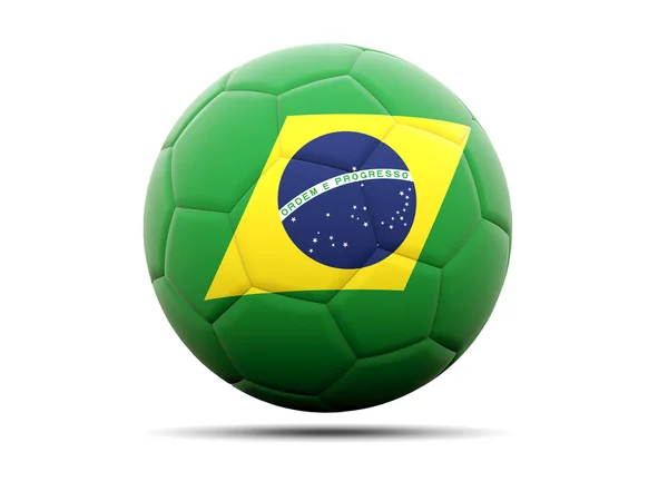 Futebol com bandeira do brasil — Fotografia de Stock