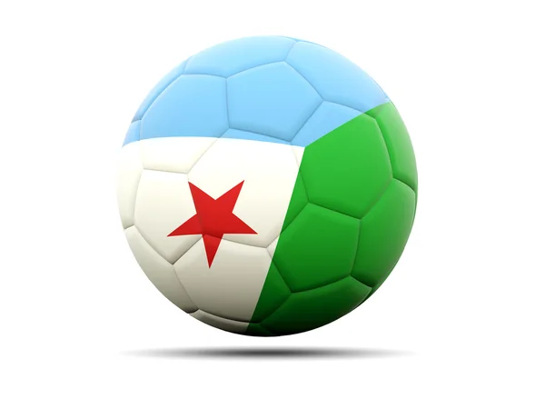 Futebol com bandeira de djibouti — Fotografia de Stock