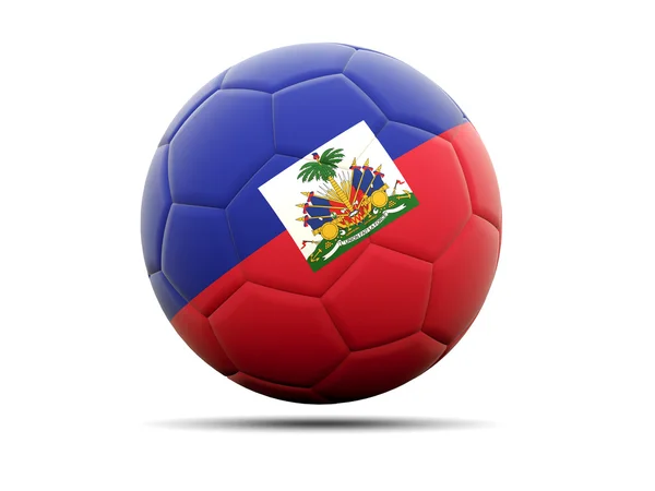 Fútbol con bandera de haiti — Foto de Stock