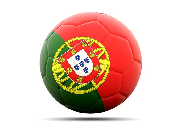 Futebol com bandeira de portugal — Fotografia de Stock