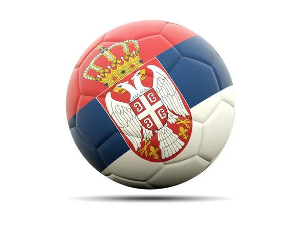 Футбол с флагом Сербии — стоковое фото