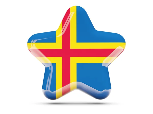 Ícone de estrela com bandeira de ilhas aland — Fotografia de Stock