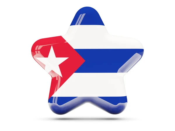 Ícone de estrela com bandeira de cuba — Fotografia de Stock