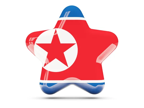 Icono estrella con bandera de Corea del Norte —  Fotos de Stock