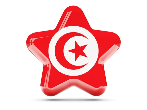 Stjärnikonen med flagga Tunisien — Stockfoto