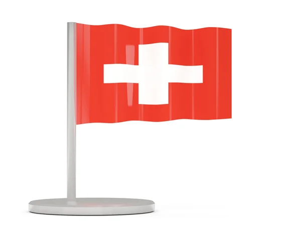 PIN med Schweiz flagga — Stockfoto